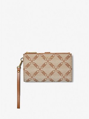 Michael Kors Adele Empire Logo Jacquard Smartphone Portefeuille Dames Beige | 871350-PFW