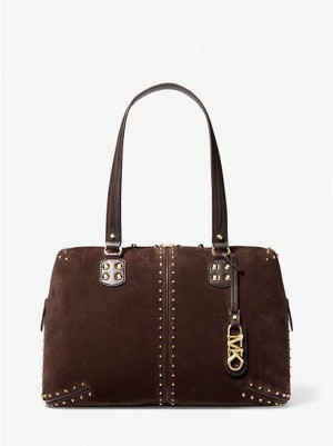 Michael Kors Astor Large Studded Leren Tote Tassen Dames Chocola | 427158-LXT