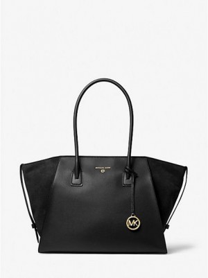 Michael Kors Avril Extra-large Leren Tote Tassen Dames Zwart | 827951-FUX