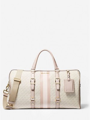 Michael Kors Bedford Travel Extra-large Logo Stripe Weekendtas Dames Lichtgeel Roze | 471689-BZY