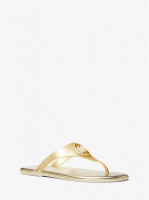 Michael Kors Carmen Metallic Pvc Jelly Sandalen Dames Goud | 095634-HJD