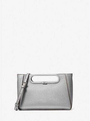 Michael Kors Chelsea Large Metallic Saffiano Leren Convertible Crossbodytassen Dames Zilver | 104938-JGO