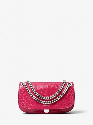 Michael Kors Christie Crocodile Embossed Leren Envelope Mini Tassen Dames Rood | 840697-SAK