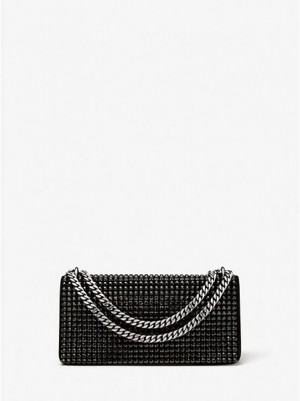 Michael Kors Christie Crystal Embellished Suede Envelope Mini Tassen Dames Zwart | 803469-HJD