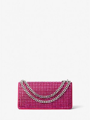 Michael Kors Christie Crystal Embellished Suede Envelope Mini Tassen Dames Rood | 534976-SVJ