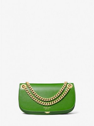 Michael Kors Christie Leren Envelope Mini Tassen Dames Groen | 863591-WUY