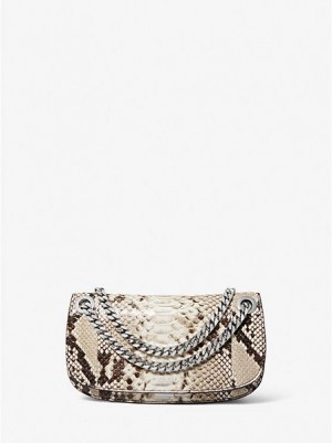 Michael Kors Christie Python Embossed Leren Envelope Mini Tassen Dames Beige | 269153-TPN