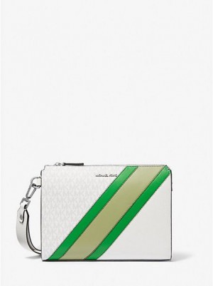 Michael Kors Cooper Logo Stripe And Faux Leren Portefeuille Heren Groen | 358471-YTX