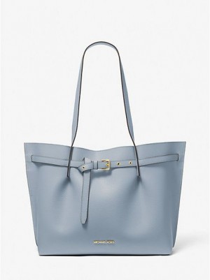 Michael Kors Emilia Large Pebbled Leren Tote Tassen Dames Blauw | 613472-MBH