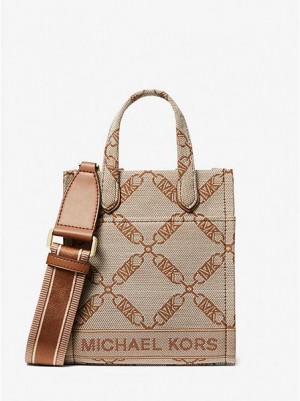 Michael Kors Gigi Extra-small Empire Logo Jacquard Crossbodytassen Dames Beige | 052984-ECR