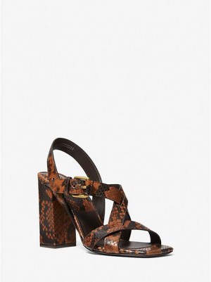 Michael Kors Gladys Python Embossed Leren Sandalen Dames Bruin | 640719-OCF