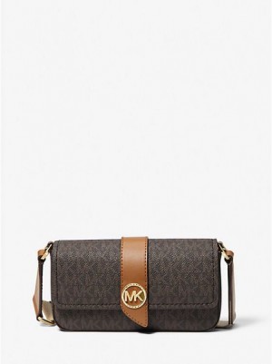 Michael Kors Greenwich Extra-small Logo And Faux Leren Sling Crossbodytassen Dames Bruin | 280576-IWN