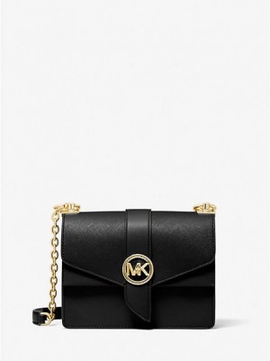 Michael Kors Greenwich Small Saffiano Leren Crossbodytassen Dames Zwart | 061794-TYJ