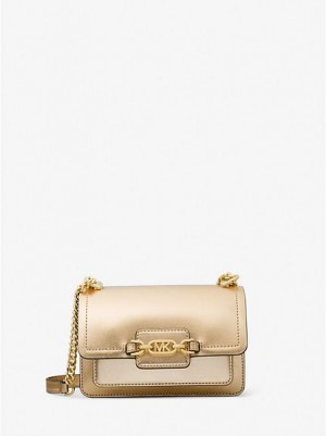 Michael Kors Heather Extra-small Metallic Leren Crossbodytassen Dames Goud | 045631-JEL