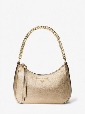 Michael Kors Jet Set Charm Small Metallic Pebbled Leren Schoudertassen Dames Goud | 091675-PTW