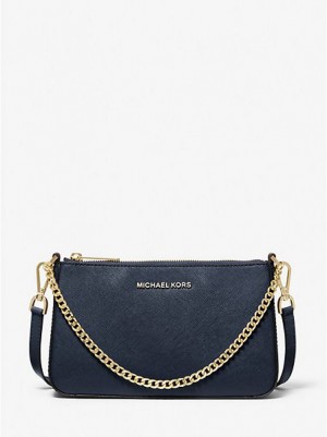 Michael Kors Jet Set Medium Saffiano Leren Crossbodytassen Dames Donkerblauw | 072361-OTU