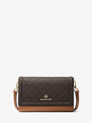 Michael Kors Jet Set Small Logo Smartphone Convertible Crossbodytassen Dames Bruin | 946238-XNE