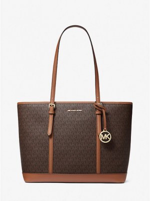 Michael Kors Jet Set Travel Large Logo Tote Tassen Dames Bruin | 479186-NCU