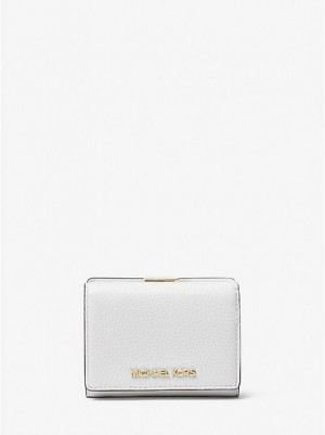 Michael Kors Jet Set Travel Medium Pebbled Leren Trifold Portefeuille Dames Wit | 520183-CQH