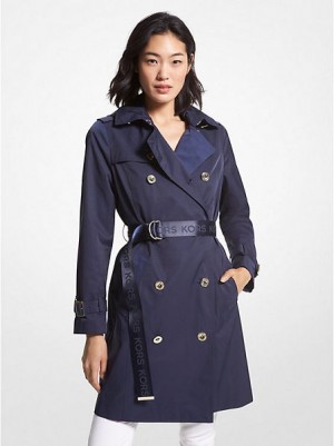 Michael Kors Katoenen Blend Trench Jassen Dames Blauw | 581274-XWM