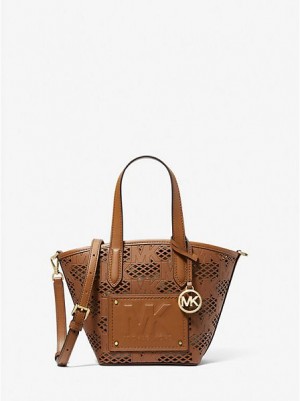 Michael Kors Kimber Small 2-in-1 Perforated And Embossed Faux Leren Tote Tassen Dames Bruin | 529708-DWZ