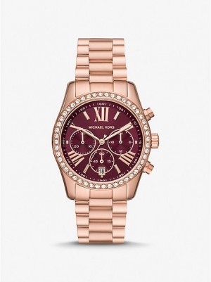 Michael Kors Lexington Pave Horloge Dames Roze Goud | 128904-ULQ