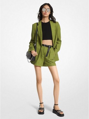 Michael Kors Linen Blend Boyfriend Blazer Dames Groen | 815432-PKJ