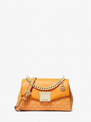 Michael Kors Lita Small Two-tone Logo And Leren Crossbodytassen Dames Gekleurd | 548317-TQB