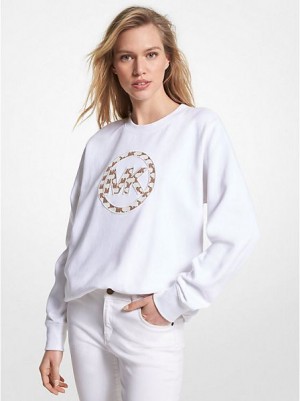 Michael Kors Logo Charm Katoenen Blend Sweatshirt Dames Wit | 983760-FHM