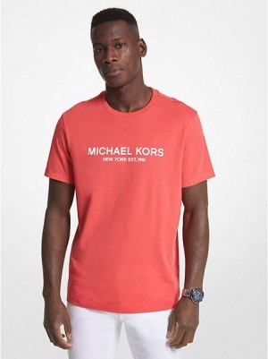 Michael Kors Logo Katoenen T-shirts Heren Koraal | 790165-LRX