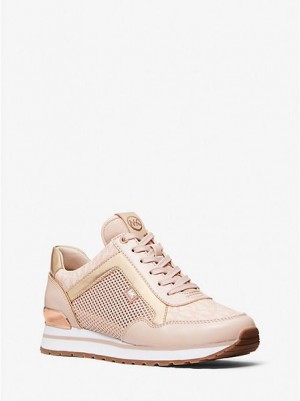 Michael Kors Maddy Mixed-media Sneakers Dames Roze | 053724-DVP