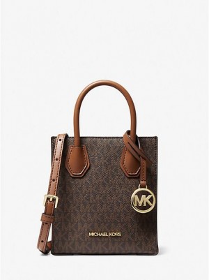 Michael Kors Mercer Extra-small Logo And Leren Crossbodytassen Dames Bruin | 642507-BMA