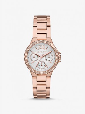 Michael Kors Mini Camille Pave Horloge Dames Roze Goud | 987214-WHU