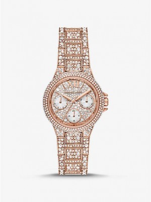 Michael Kors Mini Camille Pave Horloge Dames Roze Goud | 017645-ODN