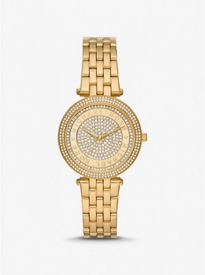 Michael Kors Mini Darci Pave Horloge Dames Goud | 469371-DTN