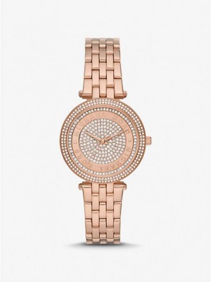 Michael Kors Mini Darci Pave Horloge Dames Roze Goud | 267093-MRG