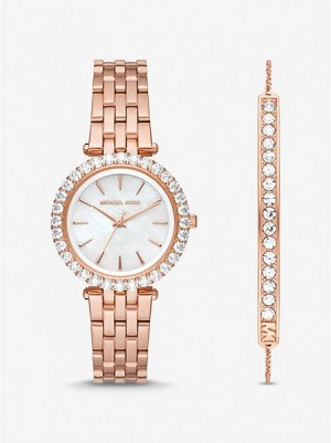 Michael Kors Mini Darci Pave Horloge Dames Roze Goud | 318459-HBA