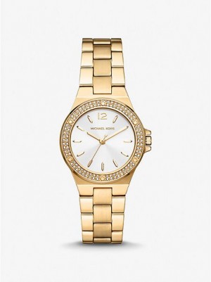 Michael Kors Mini Lennox Pave Horloge Dames Goud | 536408-JPG