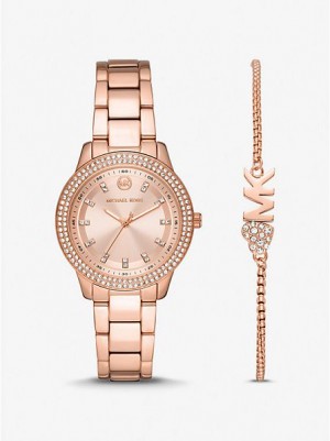 Michael Kors Mini Tibby Pave Horloge Dames Roze Goud | 618075-FZK