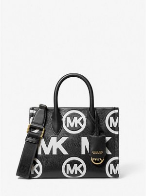 Michael Kors Mirella Small Logo Embossed Pebbled Leren Crossbodytassen Dames Zwart | 879021-CQI