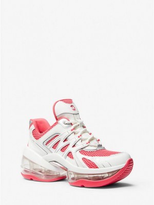 Michael Kors Olympia Sport Extreme Leren And Mesh Sneakers Dames Roze Gekleurd | 901734-CIQ