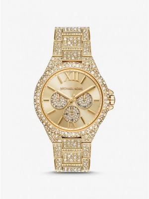 Michael Kors Oversized Camille Pave Horloge Dames Goud | 570146-STM