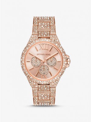 Michael Kors Oversized Camille Pave Horloge Dames Roze Goud | 984132-PMC