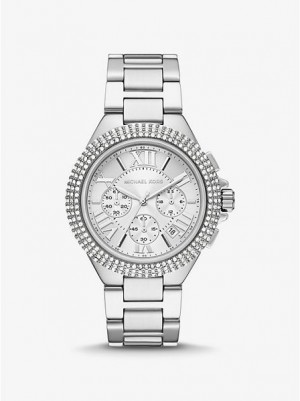 Michael Kors Oversized Camille Pave Horloge Dames Zilver | 876430-SRO