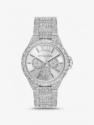 Michael Kors Oversized Camille Pave Horloge Dames Zilver | 350982-SLW