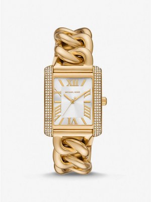 Michael Kors Oversized Emery Pave Curb Link Horloge Dames Goud | 892036-IWT