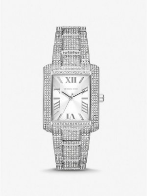 Michael Kors Oversized Emery Pave Horloge Dames Zilver | 679103-JLB