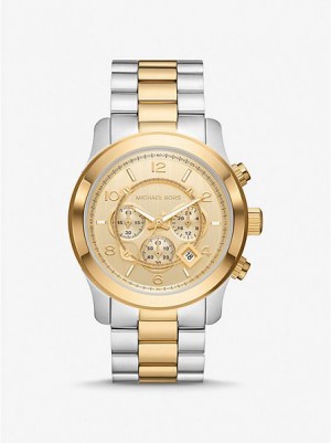 Michael Kors Oversized Runway Horloge Dames Zilver Goud | 390846-BCI