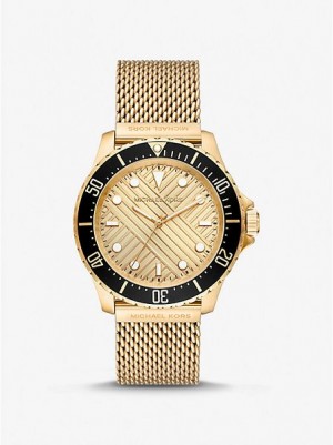 Michael Kors Oversized Slim Everest Mesh Horloge Dames Goud | 451302-ICK