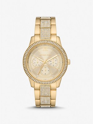 Michael Kors Oversized Tibby Pave Horloge Dames Goud | 754826-LIY